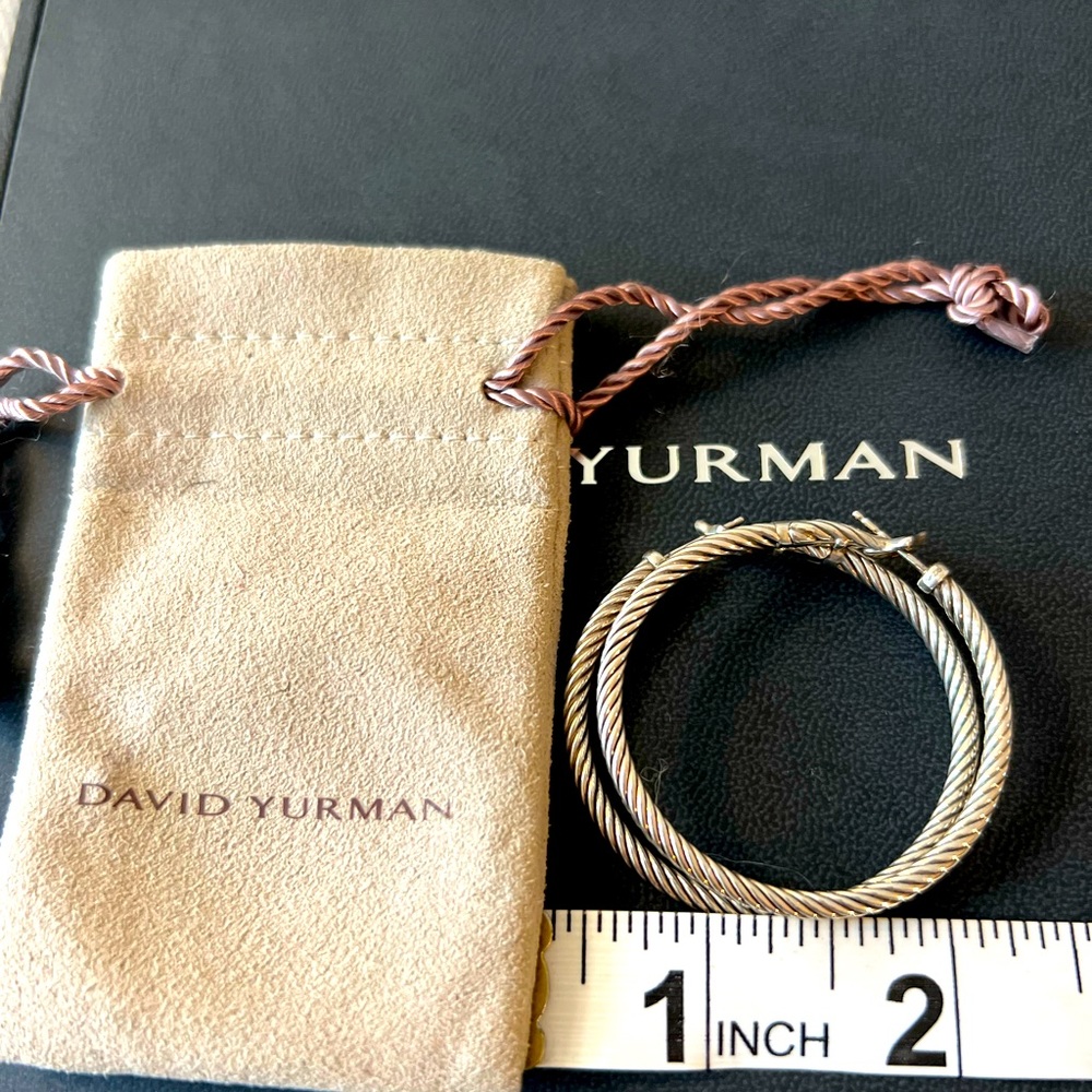*SOLD*  David Yurman Cable Hoop Earrings - Picture 2 of 3